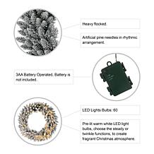 Glitzhome 36" D Oversized Pre-Lit Snow Flocked Christmas Wreath