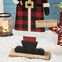 Glitzhome 36" H Lighted Wooden Santa Porch Decor