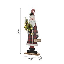 Glitzhome 36" H Lighted Wooden Santa Porch Decor
