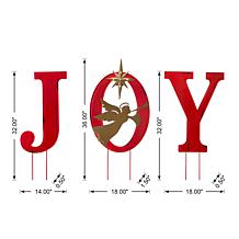 Glitzhome 36" Lighted Metal JOY Yard Stake, Standing or Wall Decor