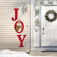 Glitzhome 36" Lighted Metal JOY Yard Stake, Standing or Wall Decor