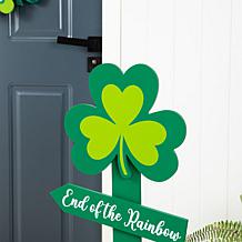 Glitzhome 36" St. Patrick's Wood Shamrock Porch Sign