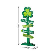 Glitzhome 36" St. Patrick's Wood Shamrock Porch Sign