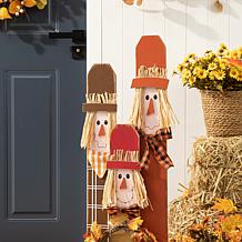 Glitzhome 36.25in. Lighted Wooden Scarecrow Family Porch Decor Wreath