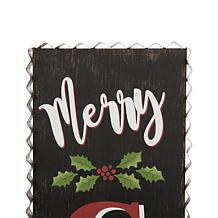 Glitzhome 36"H Wooden Black Christmas Porch Sign