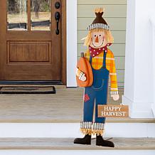 Glitzhome 36in. H Fall Metal Scarecrow Yard Stake or Hanging Sign