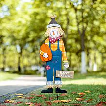 Glitzhome 36in. H Fall Metal Scarecrow Yard Stake or Hanging Sign