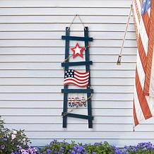 Glitzhome 36in H Patriotic Americana Ladder-shaped USA Porch Decor
