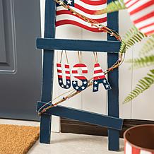 Glitzhome 36in H Patriotic Americana Ladder-shaped USA Porch Decor