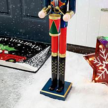 Glitzhome 36in. H Wooden Christmas Drummer Nutcracker
