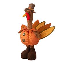 Glitzhome 37.00in.H Fabric Turkey Standing Décor With Telescoping Legs