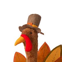 Glitzhome 37.00in.H Fabric Turkey Standing Décor With Telescoping Legs
