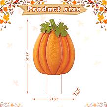 Glitzhome 37.75in. H Fall Metal Embossed Glitter Pumpkin Yard Stake