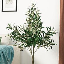 Glitzhome 4' Faux Olive Tree in Pot