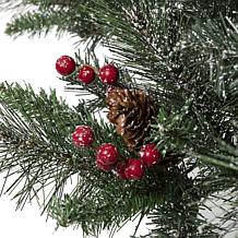 Glitzhome 4 Ft. Flocked Christmas Tree with Pinecone and Berries
