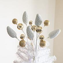 Glitzhome 4-pk 24" Christmas Elegant Silver & Gold Pinecone Picks