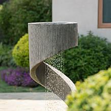 Glitzhome 40" Spiral Outdoor Polyresin Fountain w/Pump, LED Light