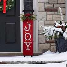 Glitzhome 40"H Lighted Wooden Sleigh JOY Porch Sign