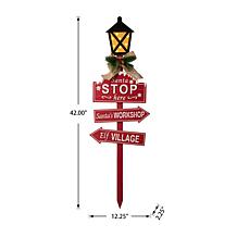 Glitzhome 42" H Wooden Christmas Yard Stake with LED