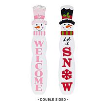 Glitzhome 42"H Christmas Wood Double Sided Snowman Porch Leaner