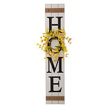 Glitzhome 42in H Wooden Home Porch Sign with 3 Changeable Wreathes.
