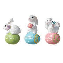 Glitzhome 4.5in H Set of Three Easter Resin Bunny Table Decor
