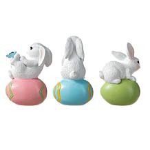 Glitzhome 4.5in H Set of Three Easter Resin Bunny Table Decor