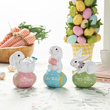 Glitzhome 4.5in H Set of Three Easter Resin Bunny Table Decor