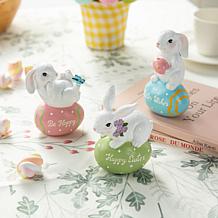 Glitzhome 4.5in H Set of Three Easter Resin Bunny Table Decor
