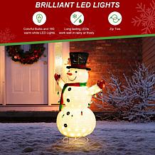 Glitzhome 47.25" Lighted 3D Foldable Fabric Snowman with Bulbs