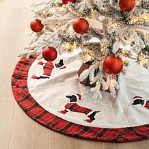 Glitzhome 48" Fabric Christmas Tree and Dachshund Skirt