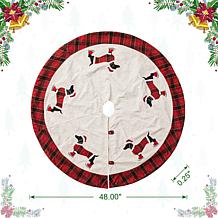 Glitzhome 48" Fabric Christmas Tree and Dachshund Skirt