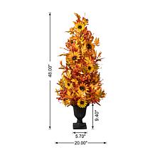 Glitzhome 48" Lighted Maple Leaf/Sunflower Urn Porch Tree with Timer