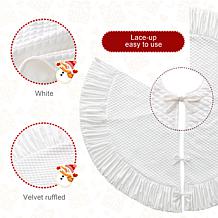 Glitzhome 48in. D Deluxe Velvet Ruffled Christmas Tree Skirt