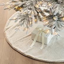 Glitzhome 48in. D Faux Rabbit Fur Christmas Tree Skirt