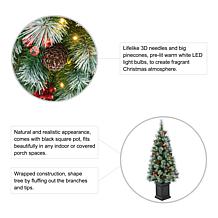Glitzhome 4ft Pre-Lit Artificial Christmas Porch Tree with Pinecones