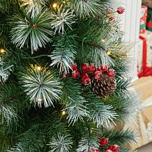 Glitzhome 4ft Pre-Lit Artificial Christmas Porch Tree with Pinecones