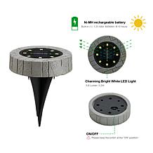 Glitzhome 5.25"H 4-pk. Resin Solar Disk Light