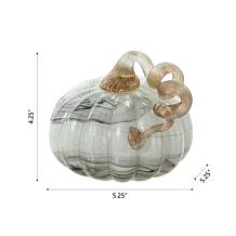 Glitzhome 5.25in. D Gray Marble Small Short Glass Pumpkin