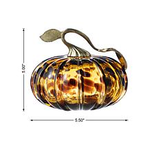 Glitzhome 5.5"D Amber Dots Glass Pumpkin