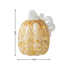 Glitzhome 5.5"H Fall Amber Dots Glass Pumpkin