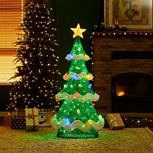 Glitzhome 57.5" Lighted Christmas Tree w/ 171 Green LED Lights