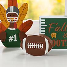 Glitzhome 5.75"H Thanksgiving Wooden Turkey Table Decor Set of 4