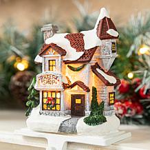 Glitzhome 6" 3-pk of Lighted Resin House Stocking Holders