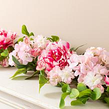 Glitzhome 6' Floral Garland with Hydrangeas, Peonies & Cherry Blossoms