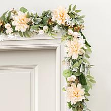 Glitzhome 6' Peach Dahlia Floral Garland
