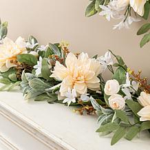 Glitzhome 6' Peach Dahlia Floral Garland