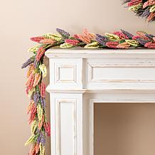 Glitzhome 6' Pink, Purple & Yellow Mixed Heather Garland