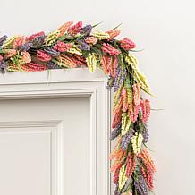 Glitzhome 6' Pink, Purple & Yellow Mixed Heather Garland