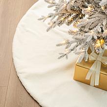 Glitzhome 60" Oversized White Faux Rabbit Fur Christmas Tree Skirt